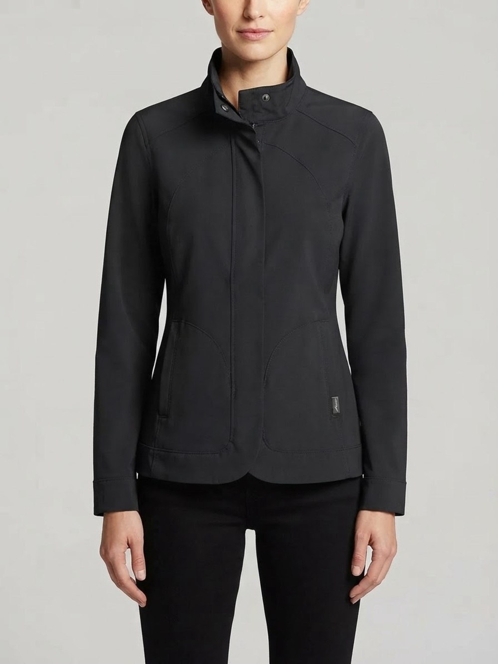 EDDIE BAUER Stretch Softshell Zip-Front Jacket XS Black $90 Retail NWOT